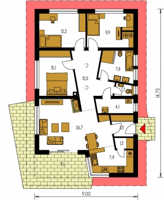 Grundriss des Erdgeschosses - BUNGALOW 147